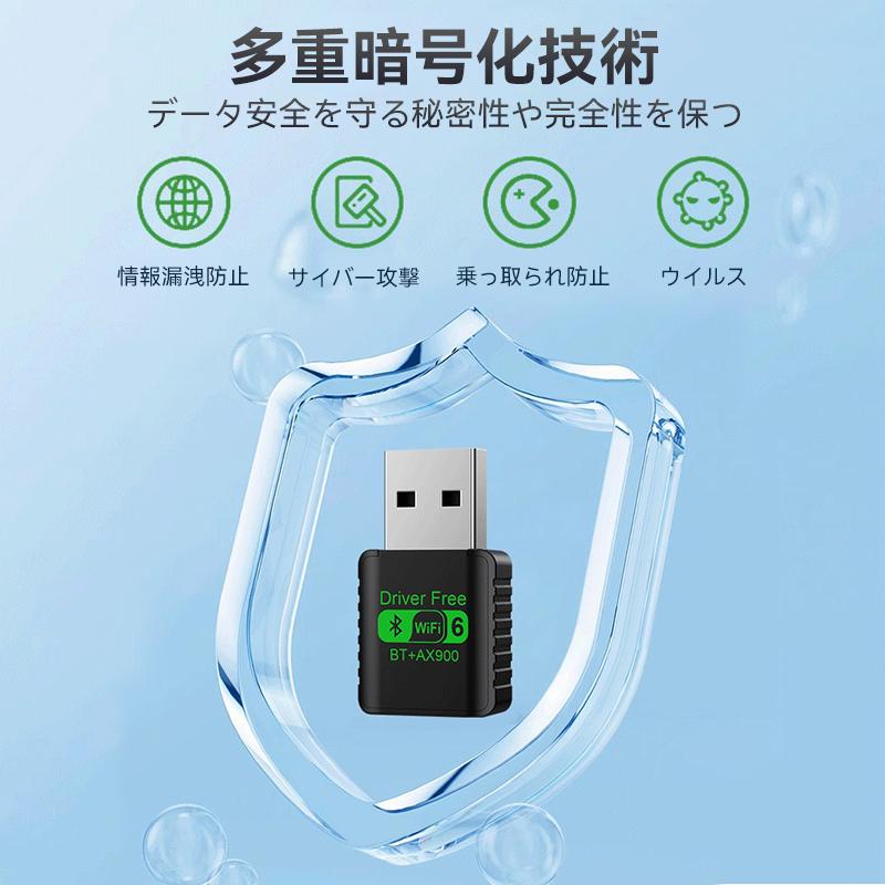 Wifi6 2in1 900M 無線LAN 子機 USB A 小型 アダプター Bluetooth 5.4
