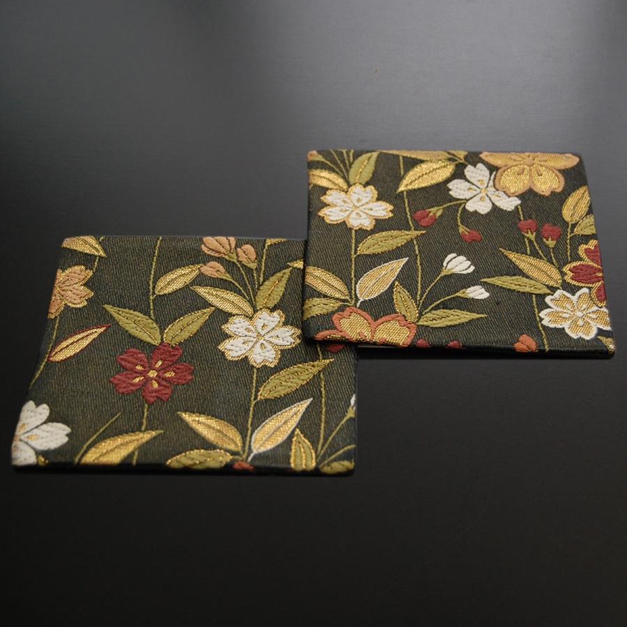 和風コースター 帯の様な華やかさ 高級感ある金襴織物 桜 2021春大特価セール！ 2枚セット