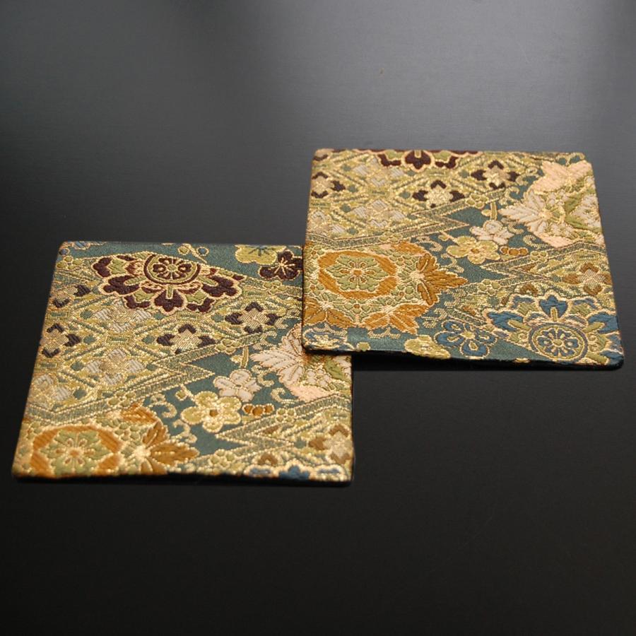 和風コースター 帯の様な華やかさ 高級感ある金襴織物(錦)2枚
