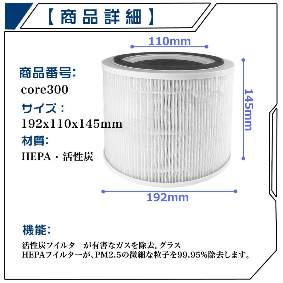 Levoit 空気清浄機 フィルター Core300 CoreP350 Core300S 【2枚入り