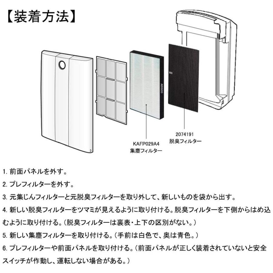 ダイキン 空気清浄機 フィルター KAFP029A4 集塵フィルター  脱臭フィルター 2074191 KAF029A4(99A0493)バイオ抗体互換フィルター  互換品(3枚セット)｜shinsoushop｜10