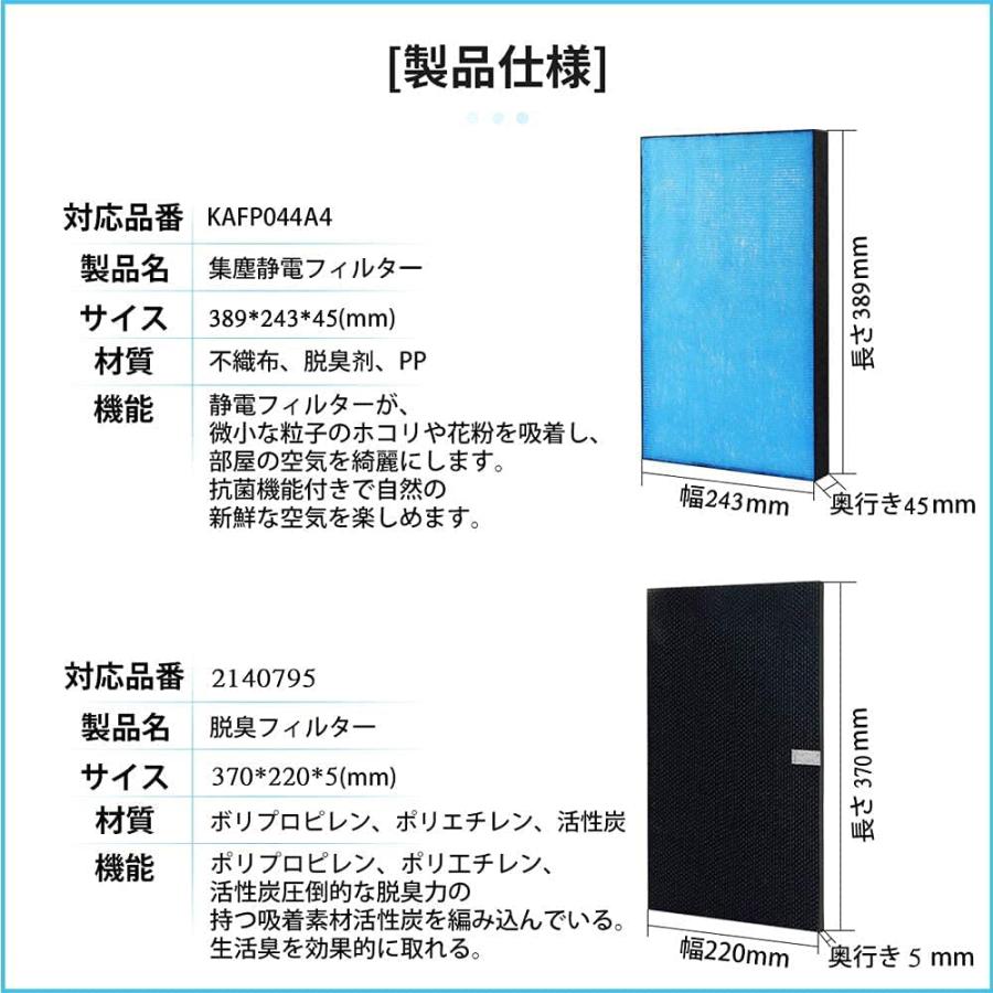 ダイキン 集塵フィルター KAFP044A4 脱臭フィルター 2140795 ダイキン加湿空気清浄機 フィルター kafp044a4 集じん・脱臭フィルターセット 互換品(2枚セット)｜shinsoushop｜05