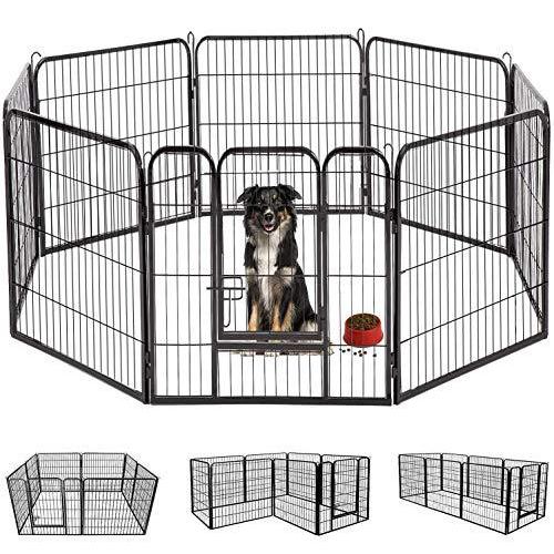 Dudupet ペットフェンス 大型犬用 中型犬用 ペットケージ ペットサークル 四角ポール 折り畳み式 スチ 訳あり商品 パネル8枚