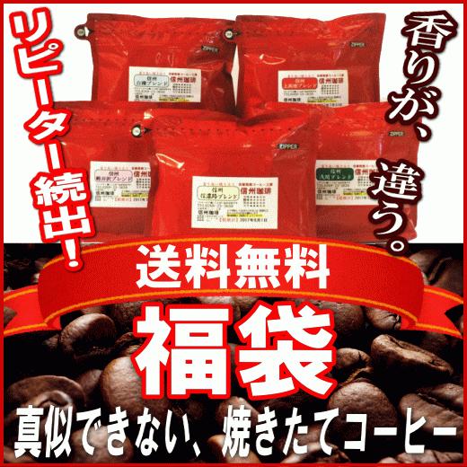 信州珈琲 コーヒー豆 珈琲 お試し お得 福袋 ブレンド 5種 100gx5 500g 送料無料｜shinsyu-coffee