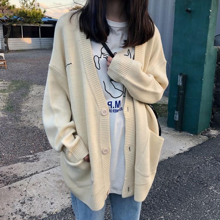 カーディガン ニットアウター レディースセーター 無地 大きめ シンプルデザイン 人気コーデ 秋 羽織り ゆったりトップス ニット 冬 学院風 Ofd1079 Shintoukai 通販 Yahoo ショッピング