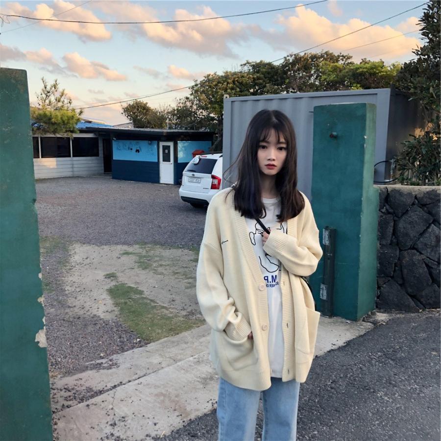 カーディガン ニットアウター レディースセーター 無地 大きめ シンプルデザイン 人気コーデ 秋 羽織り ゆったりトップス ニット 冬 学院風 Ofd1079 Shintoukai 通販 Yahoo ショッピング