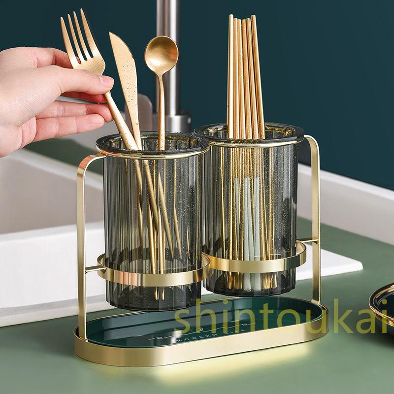 カトラリースタンド 箸置き 収納ケース 箸立て 水切り キッチン収納 おしゃれ 箸スタンド 調理器具収納 スプーン収納 フォーク 箸入れ 2個一体型 Zml481 Shintoukai 通販 Yahoo ショッピング