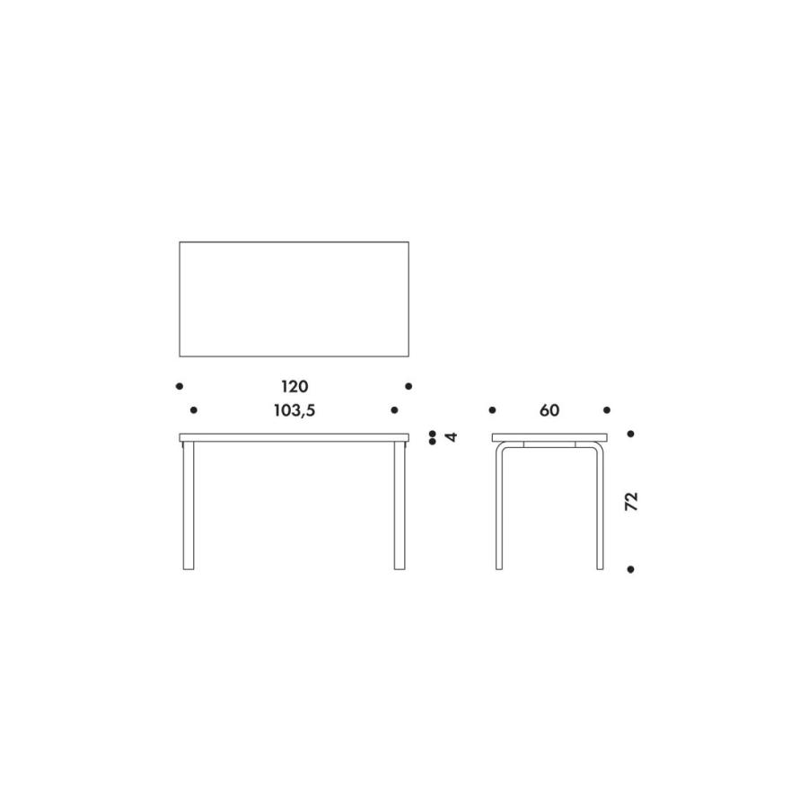 【レビュー特典あり】artek アルテック TABLE 80A バーチ ナチュラルラッカー 120x60x72cm テーブル Lレッグ アルヴァ・アアルト フィンランド 北欧の画像