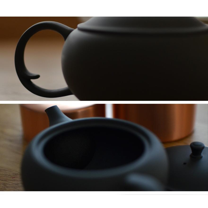 【茶葉キャンペーン】東屋 あづまや 平急須 後手 烏泥（うでい） 茶漉し2タイプ並細 お茶 ティー きゅうす aztk00107 | 東屋 | 02