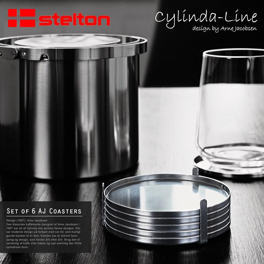 Stelton/ステルトン　Cylinda-Line/シリンダライン AJグラスコースター 6個セット[019-1] アルネ・ヤコブセン コップ/コースター/ステンレススチール｜shinwashop