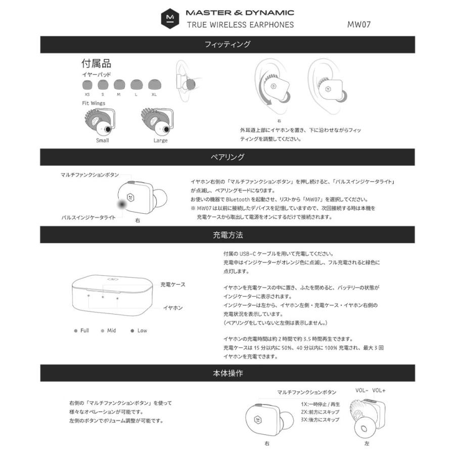 MASTER&DYNAMIC MW07 PLUS プラス True Wireless Earphones イヤホン