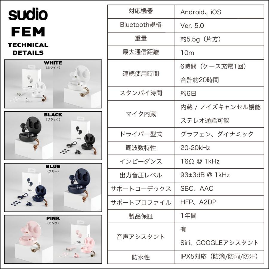 SUDIO スーディオ FEM（フェム）ワイヤレスイヤフォン Bluetooth5.0