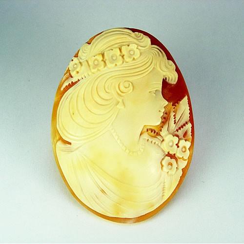 シェルカメオ 手彫り 60×45mm ジュエリールース de701