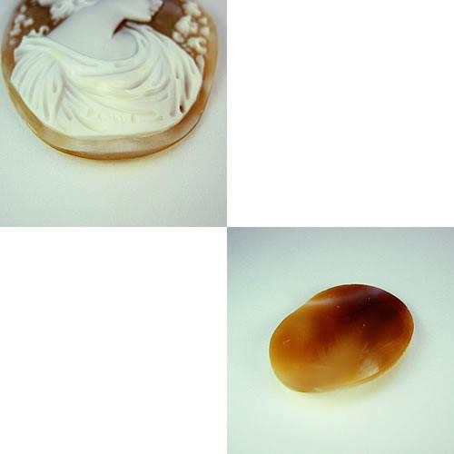 シェルカメオ 手彫り 45×34mm ジュエリールース df411