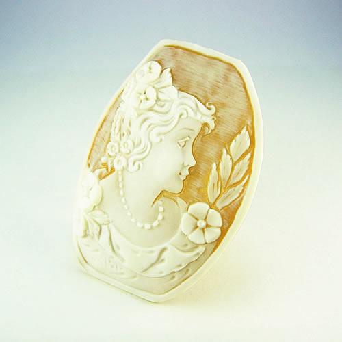 シェルカメオ 手彫り 66×52mm ジュエリールース df620 : ジュエリー