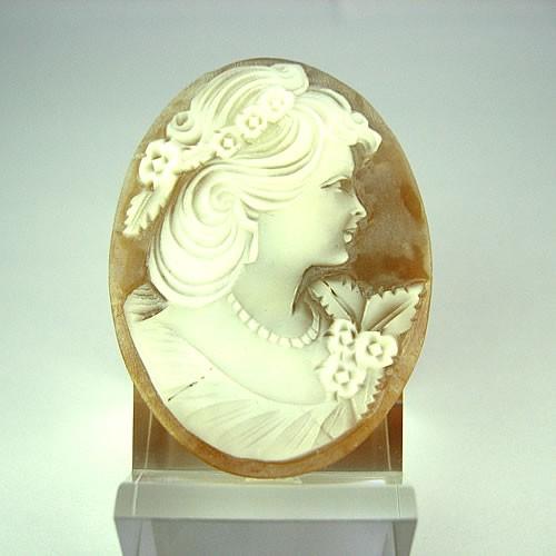 シェルカメオ 手彫り 40×30mm ジュエリールース de114 : ジュエリー