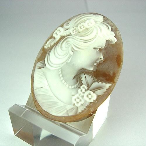 シェルカメオ 手彫り 40×30mm ジュエリールース de114