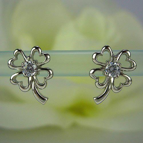 シルバー925　ギラギラ　ハート＆Ｑ　クローバーピアスジュエリー te304up