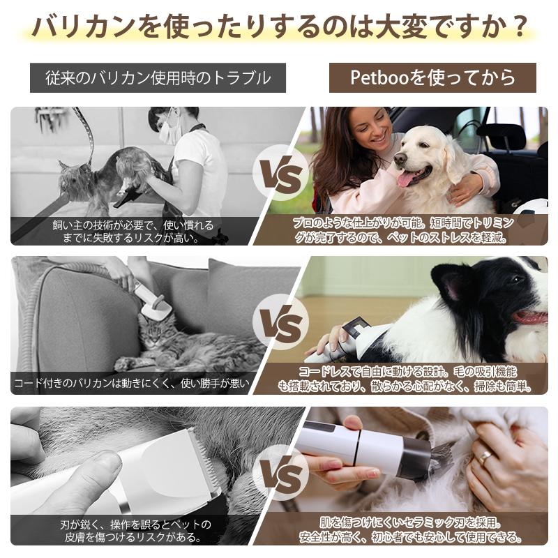 ペット用バリカン【Petaboo正規品】犬用 猫用 掃除機 7in1 ペット