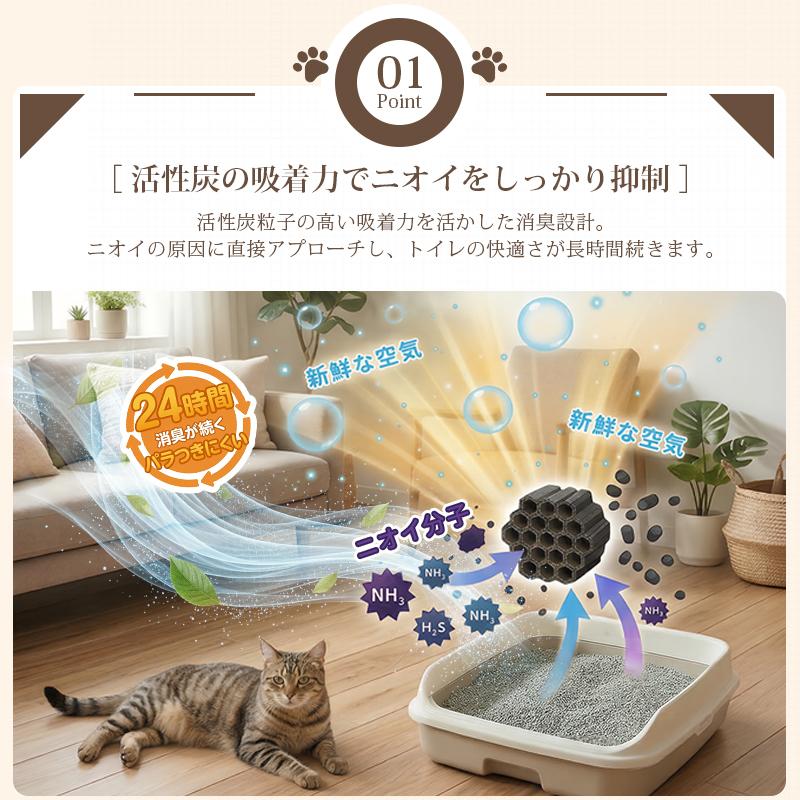 petaboo 猫砂 鉱物系 変色ベントナイト ネコ砂 1袋 4袋 8袋 固まる 猫 消臭 抗菌 砂ぼこり 健康管理 小粒  飛び散り防止 カーボン粒子入り ねこ 猫用 トイレ用品 | Petaboo | 13