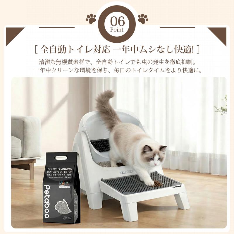 petaboo 猫砂 鉱物系 変色ベントナイト ネコ砂 1袋 4袋 8袋 固まる 猫 消臭 抗菌 砂ぼこり 健康管理 小粒  飛び散り防止 カーボン粒子入り ねこ 猫用 トイレ用品 | Petaboo | 08