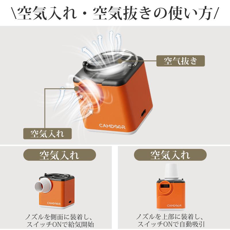 CAMDOOR 電動エアーポンプ 【超軽量・わずか104g】電動空気入れ 