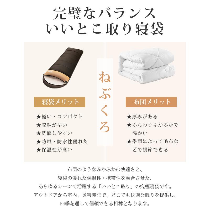 CAMDOOR 寝袋 冬用 夏用 封筒型 幅広 最強 防災 オールシーズン