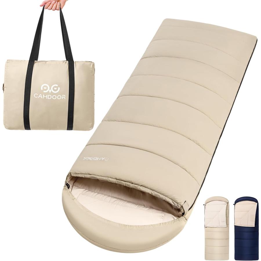 寝袋 冬用 最強 夏用 封筒型 3500g 【Camdoor】シュラフ もっちり温