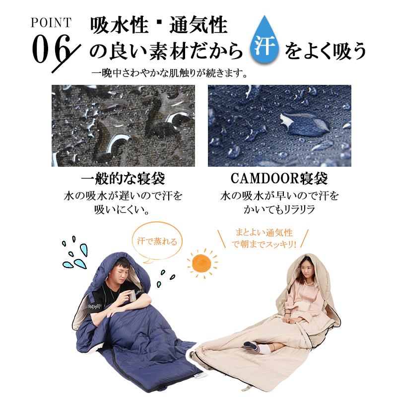 寝袋 冬用 最強 夏用 封筒型 3500g 【Camdoor】シュラフ もっちり温