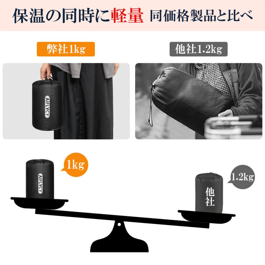 寝袋 シュラフ 封筒型 軽量 冬用 夏用【足元に二重保温・230T防水】オールシーズン 1.0~3.5kg 快適温度-15℃-25℃ 中綿 登山 車中泊 防災用 キャンプ 丸洗い可能 | ブランド登録なし | 17