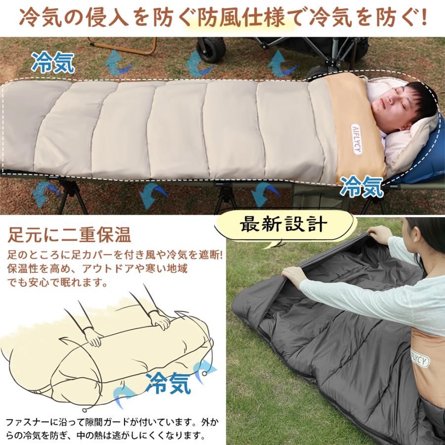 寝袋 シュラフ 封筒型 軽量 冬用 夏用【足元に二重保温・230T防水】オールシーズン 1.0~3.5kg 快適温度-15℃-25℃ 中綿 登山 車中泊 防災用 キャンプ 丸洗い可能 | ブランド登録なし | 18