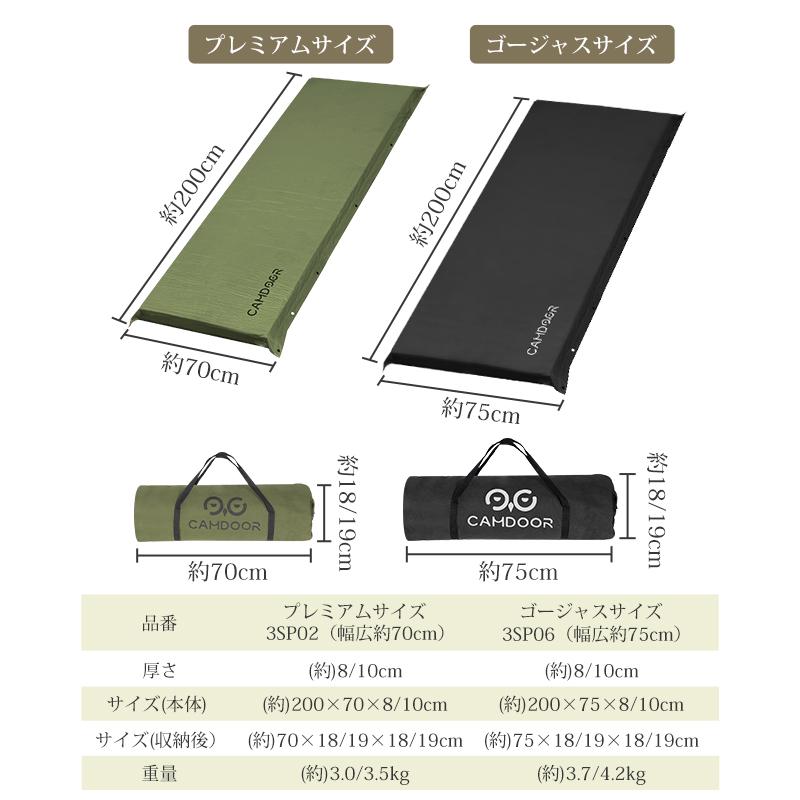 インフレーターマット 8 10センチ ダブル【史上最大幅75cm追加】極厚