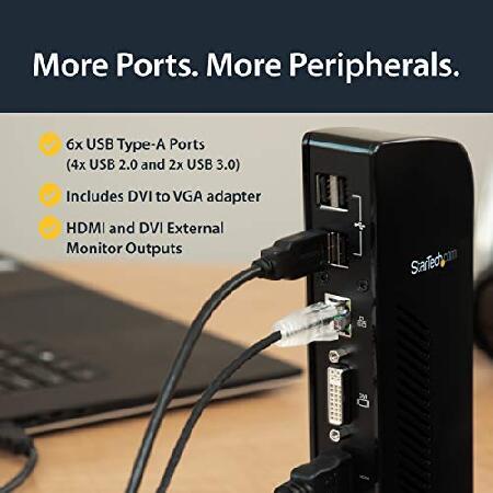 最高級の品質 StarTech.com ドッキングステーション／USB 3.0接続／デュアルモニター／HDMI ＆ DVIまたはVGA／6x USB-Aハブ／ギガビットイーサネット／オーディオ／縦置き型／