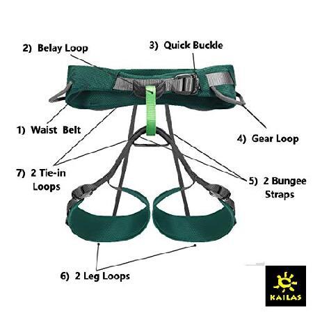 ショッピング買い KAILAS Climbing Harness Professional Mountaineering Rock Climbing Gear Protect Waist Safety Belt Green Large Size