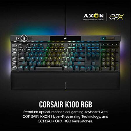 在庫台数限定 Corsair K100 RGB Optical-Mechanical Wired Gaming Keyboard - OPX Switches - PBT Double-Shot Keycaps - Elgato Stream Deck and iCUE Compatible - QWERTY N