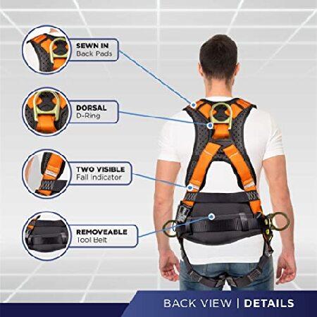 お気にいる Palmer Safety ATERET Full Body 5 point Harness， Padded Back Support， Quick-Connect Buckle， Grommet Legs， Back＆Side D-Rings， OSHA ANSI Industrial Roof