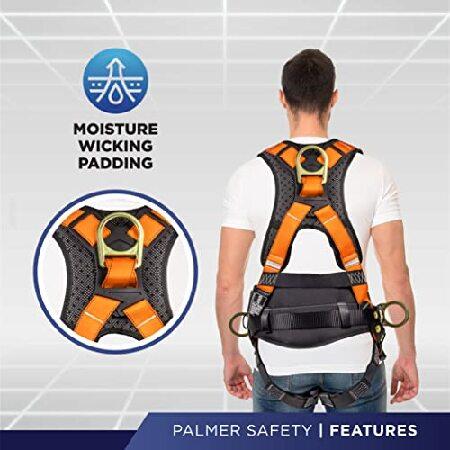 お気にいる Palmer Safety ATERET Full Body 5 point Harness， Padded Back Support， Quick-Connect Buckle， Grommet Legs， Back＆Side D-Rings， OSHA ANSI Industrial Roof