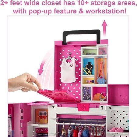 公式直営店 Barbie Dream Closet Playset， 2+ Ft. Wide， 15+ Storage Areas， Mirror， Hamper Chute and More， 35+ Outfit ＆ Accessory Pieces for 400+ Looks， Ages 3 ＆ U