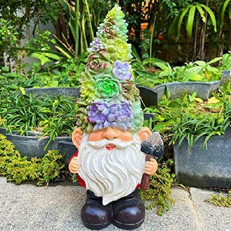 売れ筋半額 RAYWER Solar Powered Gnome with Flower Hat and Shovel， Decorated Solar Light， Garden Decorations Statues， Garden Light Decor