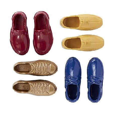 大阪最安値 Barbie Doll Story Starters Accessories - 4 Pack of Shoes for Ken or Other Male Doll ~ Blue Loafers， Gold Sneakers， Red Slip Ons and Beige Sandals