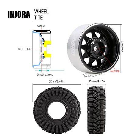 アリババ INJORA 1.0 Beadlock Wheel Tires Set -3.78mm Offset Wheel Rims for 1/18 1/24 RC Crawler Car Axial AX24 SCX24 FMS FCX24 TRX4M，Black (W1004-T1014)