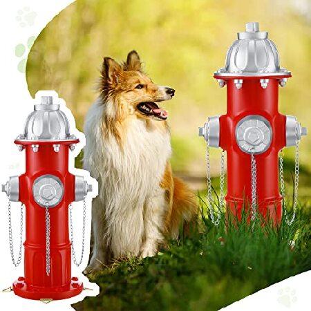 通販の 2個 消火栓 犬のおしっこ用 犬のおしっこポスト 14.5 x 5.3インチ 子犬 赤いおしっこポスト 犬用屋外像 プラスチック杭4個付き 庭の裏庭の装飾用 消防士のギフト