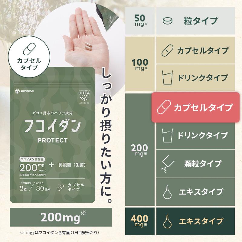 シオノギ フコイダンカプセル 60粒　2袋 SHIONOGIのガゴメ昆布フコイダンシリーズ「フコイダンPROTECT エキス200」