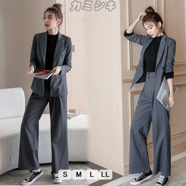 最も優遇 スーツ レディース パンツ 洗える ワイドパンツ スーツ レディース パンツ 洗える ワイドパンツ パンツスーツ ビジネス 春 夏 秋 冬 通勤 グレー S M L Ll ベビー服 シューズ