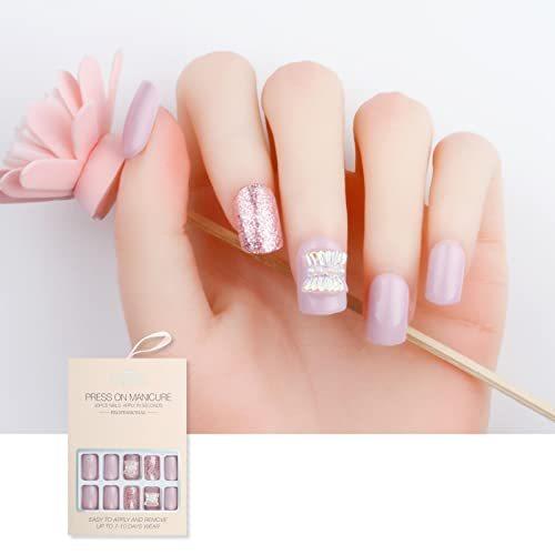 安心の定価販売 Colorbird ネイルチップ Joyme 30 スクエアオフ ピンクローズ リボン 付け爪 エレガント マニキュア 可愛い 花 Hdc03 Krntner Pflege Service 04b At