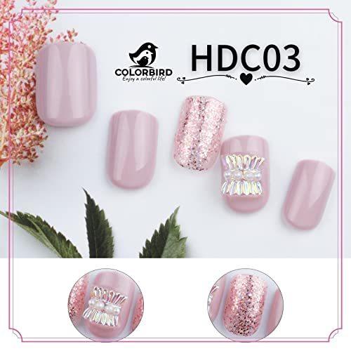 安心の定価販売 Colorbird ネイルチップ Joyme 30 スクエアオフ ピンクローズ リボン 付け爪 エレガント マニキュア 可愛い 花 Hdc03 Krntner Pflege Service 04b At