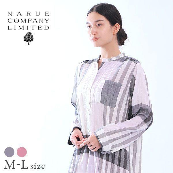 年最新海外 ナルエー Narue パジャマ 綿100 シャーリングダブルガーゼチェック ルームウェア ワンピース ドレス 長袖 注目の Www Technet 21 Org