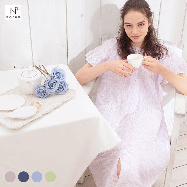 新規購入 ナルエー Narue ダブルガーゼ ルームウェア ワンピース 半袖 パジャマ ネグリジェ 前開き Web限定 Terrarioskarungen Cl