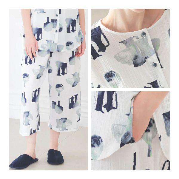 ナルエー パジャマ シャーリングボイルウォータージャグパジャマ セットアップ 上下セット ルームウェア 8分丈 Narue | Narue | 05