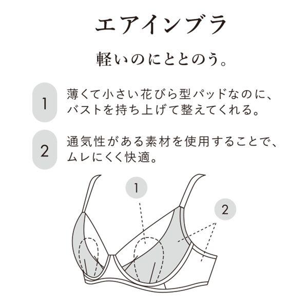 ワコール エアインブラ 3/4カップブラジャー 接触冷感 高通気 涼しい DEF Wacoal BXB427 大きいサイズの画像